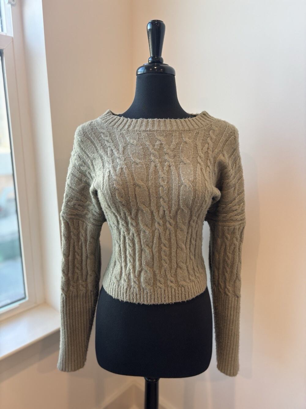 Moon & Madison Womens Knit Sweater Green Long Sleeve Pullover Size M